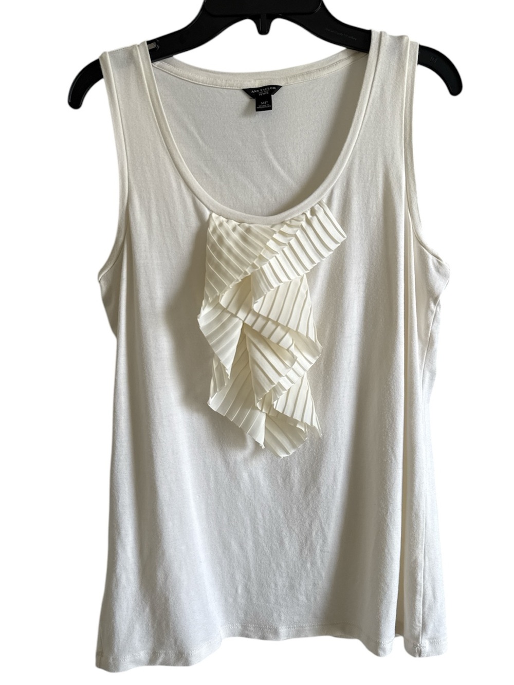 Ann Taylor petite medium Cream Ruffled Tank Top base layer flowy!
